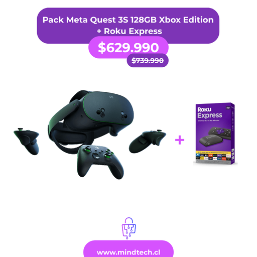 Meta Quest 3S 128GB Xbox Edition Limitada + Roku por $10.000