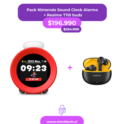 Nintendo Sound Clock Alarmo + Realme T110 buds por $7.000